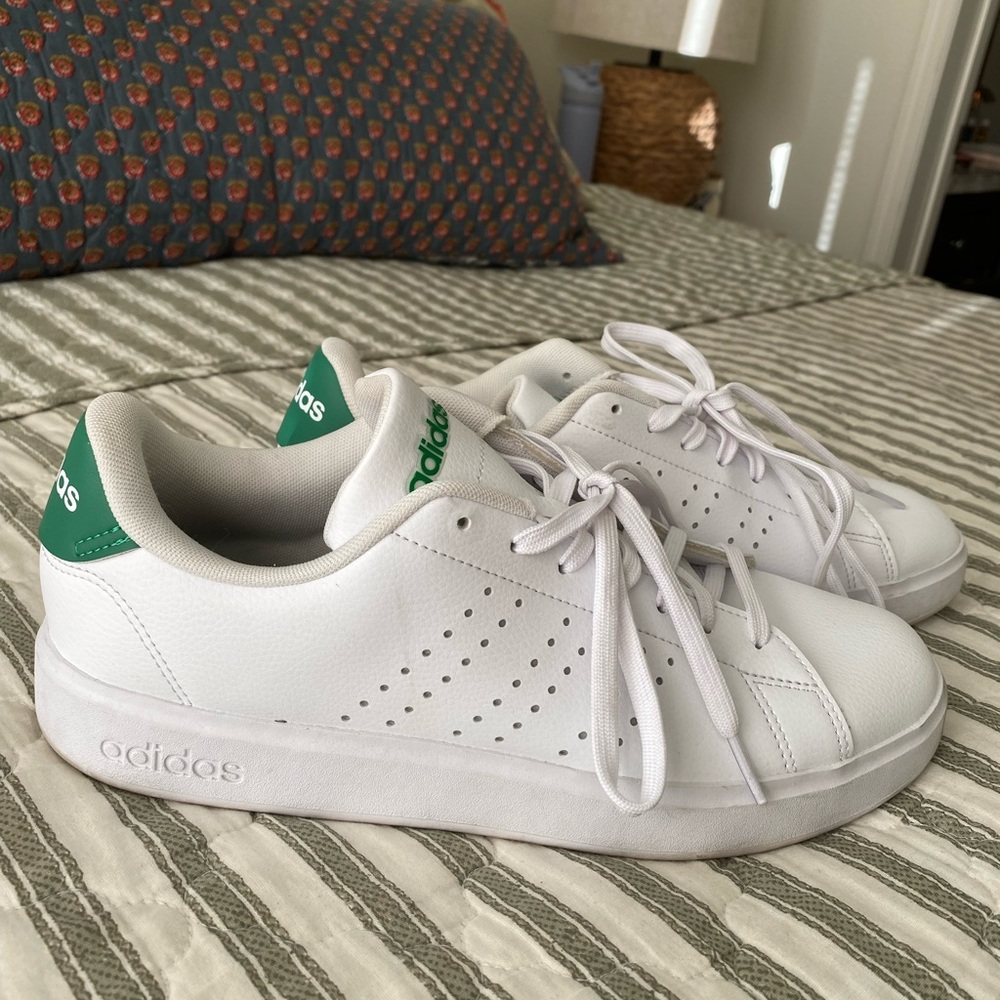 Adidas Classic White Sneakers with Green Detail